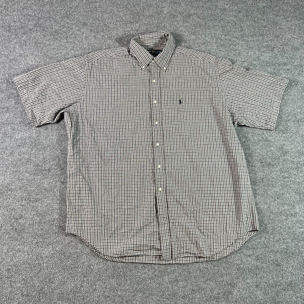 VTG Polo Ralph Lauren Blake Shirt Mens XL Multicolor Plaid Gingham Short Sleeve